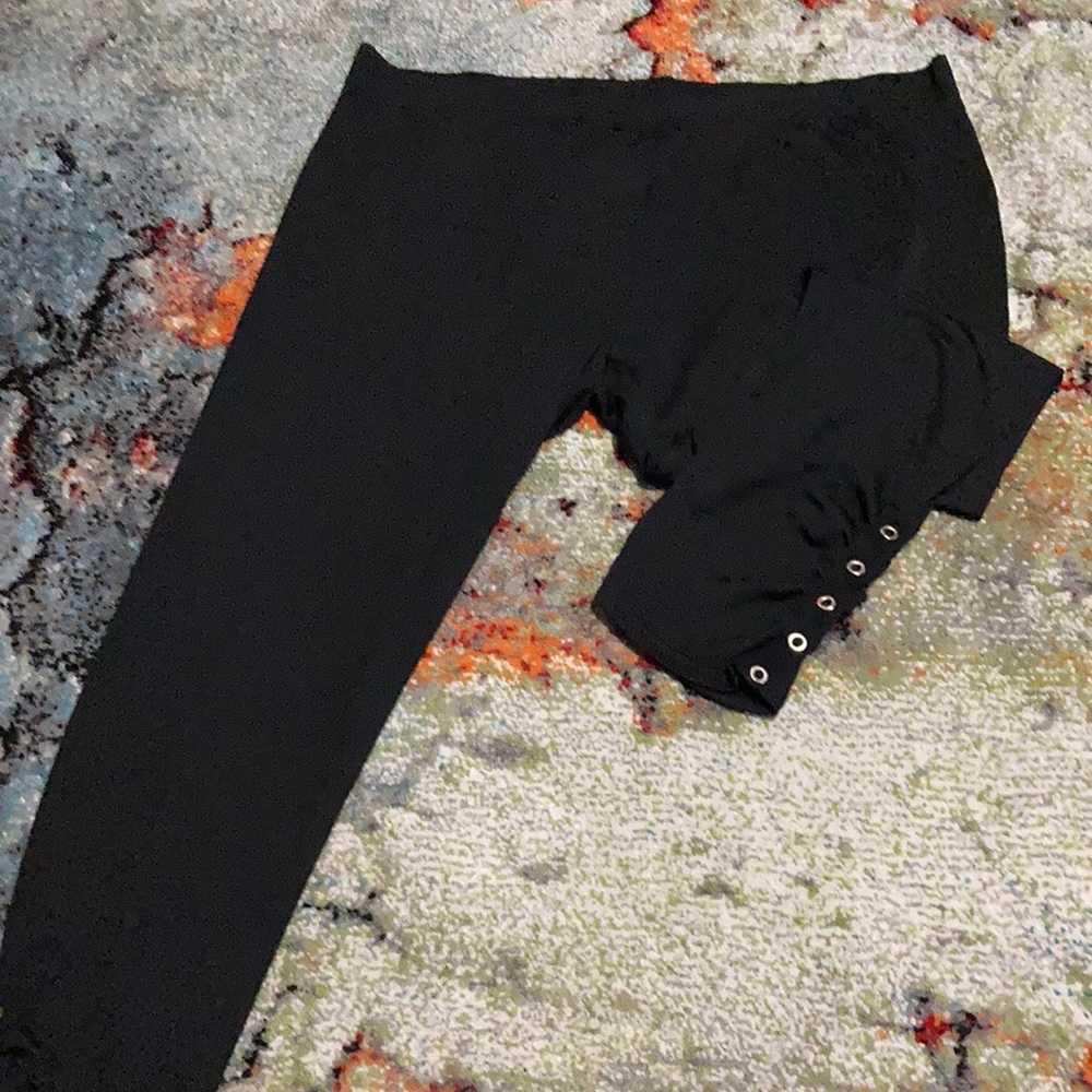 ROSEGAL Lightweight Black Stretch Pant w/ Grommets